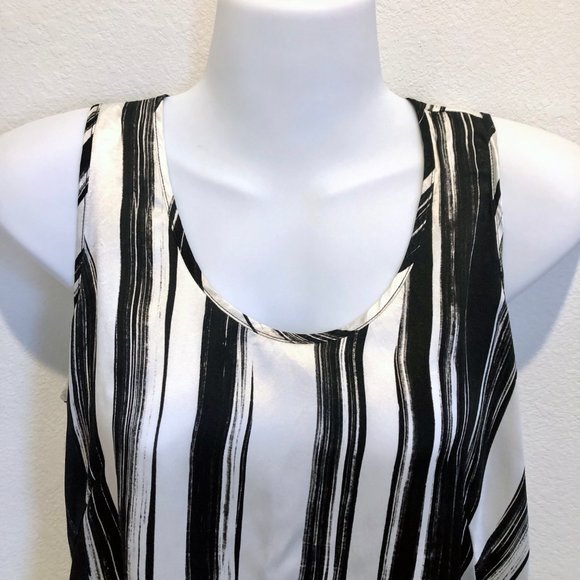 Laura Delman White & Black Striped Silk Tank sz 4 - Picture 2 of 8